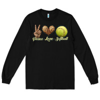 Black peace love softball Long Sleeve Tee - JahusDesignShop