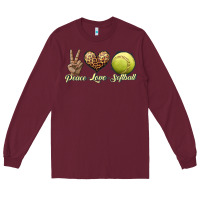 Burgundy peace love softball Long Sleeve Tee - JahusDesignShop