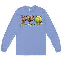 Colony Blue peace love softball Long Sleeve Tee - JahusDesignShop