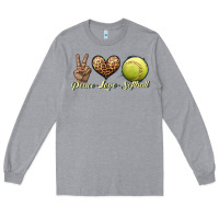 Heather Grey peace love softball Long Sleeve Tee - JahusDesignShop