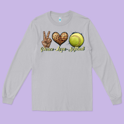Peace Love Softball Long Sleeve Tee Designed By Jahusdesignshop