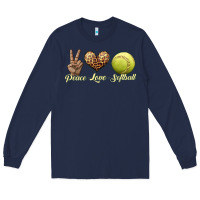 Navy peace love softball Long Sleeve Tee - JahusDesignShop