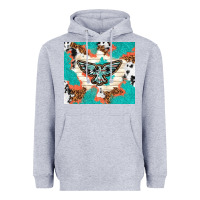 Heather Grey freebird with leopard and cowhide pattern Heavyweight Hoodie - TumblerDesignByShophia