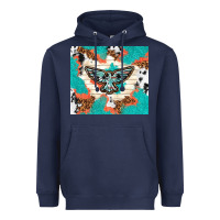Navy freebird with leopard and cowhide pattern Heavyweight Hoodie - TumblerDesignByShophia