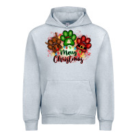 Heather Grey merry christmas paws Urban Hoodie - FaDigitalArtStudio