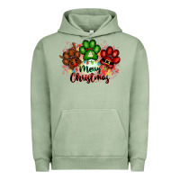 Pigment Oil Green merry christmas paws Urban Hoodie - FaDigitalArtStudio