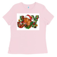 Bubblegum Pink christmas heifer joy Ladies Tee - FaDigitalArtStudio