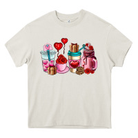 Cream valentines day roses coffee cups Heavy Core Tee - AdoDesignShop