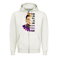 Oatmeal Heather RBG Ruth Bader Ginsburg Women Belong In All Places Zipper Hoodie - Bettercallsaul
