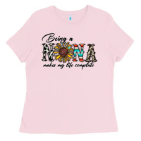 Bubblegum Pink being nana makes my life complate Ladies Tee - CowhideDigitalArt