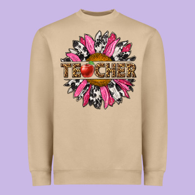 Western Teacher Sunflower Heavyweight Sweatshirt Designed By Nancycooperartshop