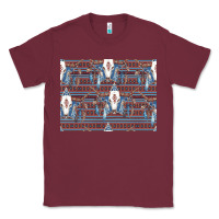 Burgundy Bull Skull Pattern Classic Tee - CowhideDigitalArt