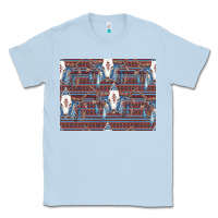 Dusty Blue Bull Skull Pattern Classic Tee - CowhideDigitalArt