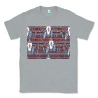 Heather Grey Bull Skull Pattern Classic Tee - CowhideDigitalArt