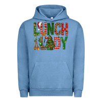 Pigment Pebble Blue Lunch Lady Christmas Urban Hoodie - BundleAndBundleShop