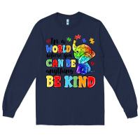 Navy in a world where you can be anything be kind Long Sleeve Tee - MaliasSmallBusiness