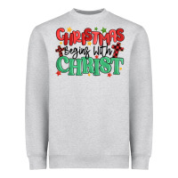 Heather Grey christmas begins with christ Heavyweight Sweatshirt - MaliasSmallBusiness
