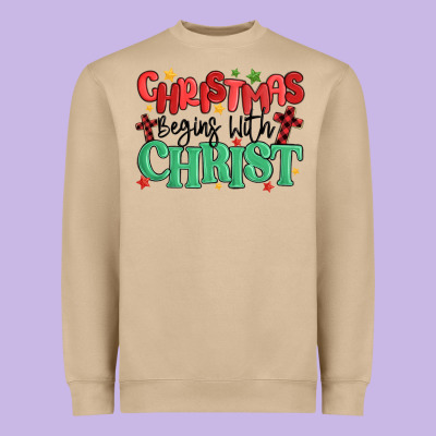 Christmas Begins With Christ Heavyweight Sweatshirt Designed By Maliassmallbusiness