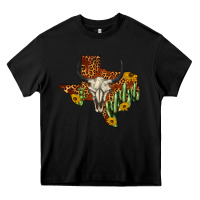 Black bull skull texas map western Heavy Core Tee - BarkalooDesign