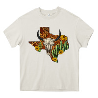 Cream bull skull texas map western Heavy Core Tee - BarkalooDesign