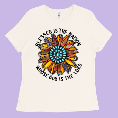 Blessed Is The Nation Whose God Is The Lord Ladies Tee Designed By Cowhidedigitalart