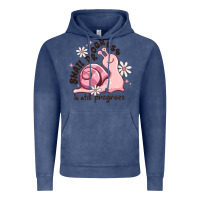 Vintage Denim snail progress is stil progress Vintage Hoodie - MaliasSmallBusiness