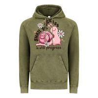 Vintage Olive snail progress is stil progress Vintage Hoodie - MaliasSmallBusiness