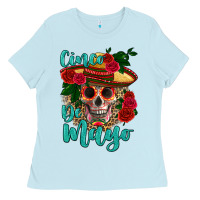 Baby Blue cinco de mayo skull Ladies Tee - HRA Design Shop
