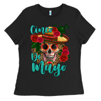 Black cinco de mayo skull Ladies Tee - HRA Design Shop