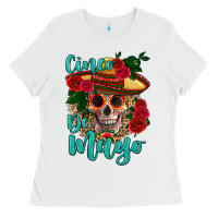 White cinco de mayo skull Ladies Tee - HRA Design Shop