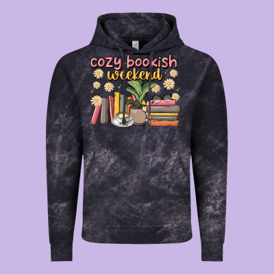 Cozy Bookish Weekend Vintage Hoodie Designed By Maliassmallbusiness