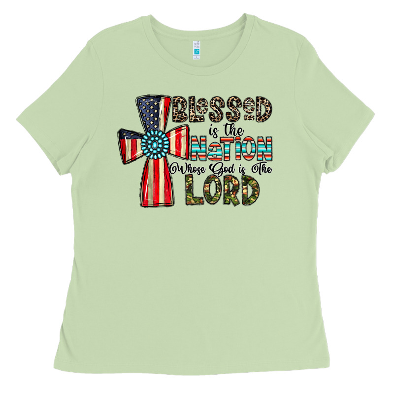 Blessed İs The Nation Whose God Is The Lord Ladies Tee by CowhideDigitalArt | Teevron