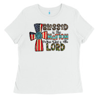 White blessed İs the nation whose god is the lord Ladies Tee - CowhideDigitalArt