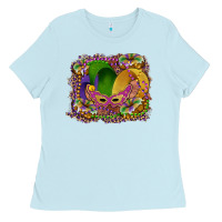 Baby Blue mardi gras mask king cake Ladies Tee - RanaPortraitStore