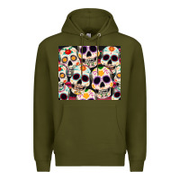 Army Green cinco de mayo skull Premium Hoodie - CowGirlArtShop