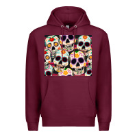 Burgundy cinco de mayo skull Premium Hoodie - CowGirlArtShop