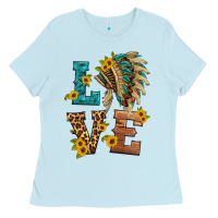 Baby Blue love indian headdress Ladies Tee - HRA Design Shop