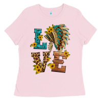 Bubblegum Pink love indian headdress Ladies Tee - HRA Design Shop