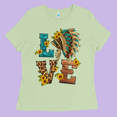 Love Indian Headdress Ladies Tee Designed By Hra Design Shop