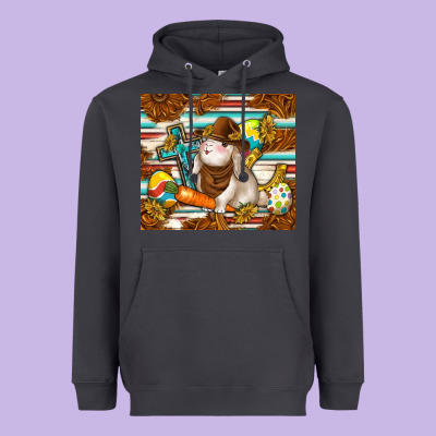 Western Bunny Heavyweight Hoodie Designed By Tumblerdesignbyshophia