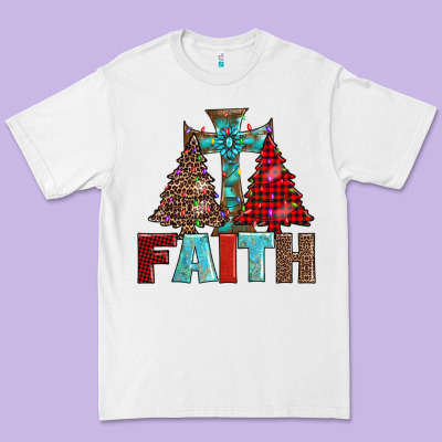 Cross And Christmas Trees Premium Tee Designed By Adodesignshop