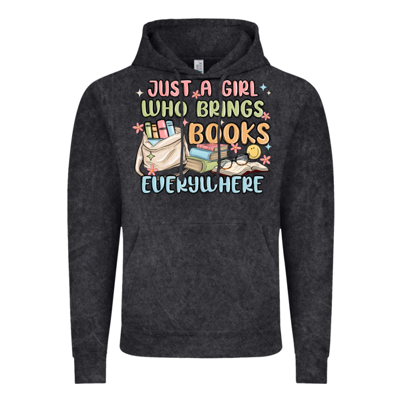 Just A Girl Who Brings Books Everywhere Vintage Hoodie by MaliasSmallBusiness | Teevron