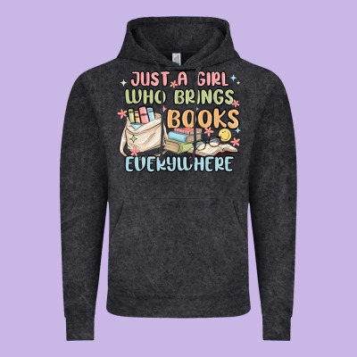 Just A Girl Who Brings Books Everywhere Vintage Hoodie Designed By Maliassmallbusiness