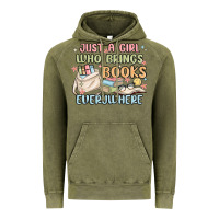 Vintage Olive just a girl who brings books everywhere Vintage Hoodie - MaliasSmallBusiness