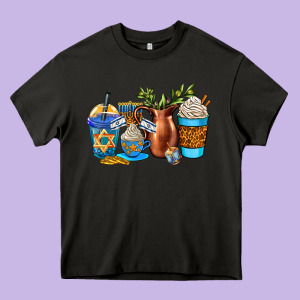 Hannukah Coffee Cups Heavy Core Tee Designed By Adodesignshop