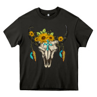 Asphalt bull skull western Heavy Core Tee - BarkalooDesign