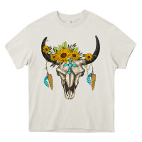 Cream bull skull western Heavy Core Tee - BarkalooDesign