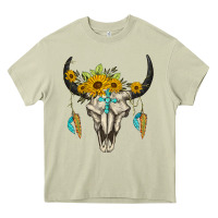 Mossy bull skull western Heavy Core Tee - BarkalooDesign