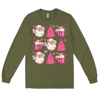Army Green retro doodle pink christmas Long Sleeve Tee - MaliasSmallBusiness