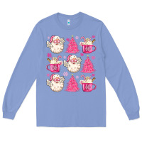 Colony Blue retro doodle pink christmas Long Sleeve Tee - MaliasSmallBusiness